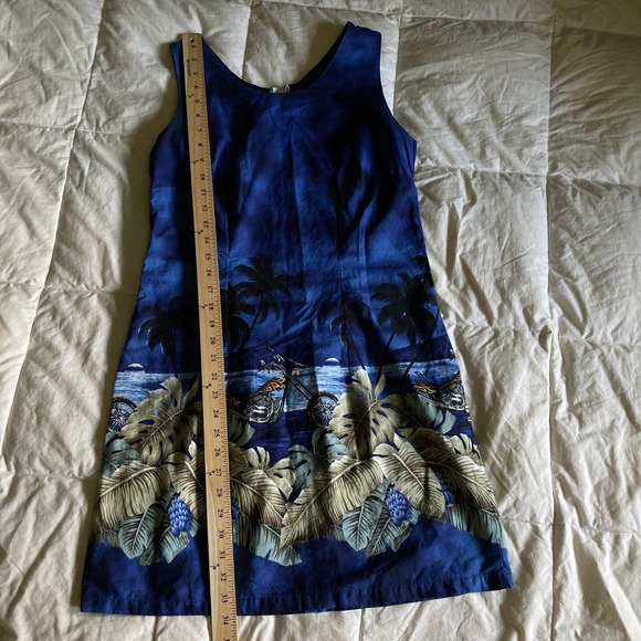 Pacific Legend VTG Hawaii Mini Dress Womens M Chopper Motorcycle Blue Cotton USA - Picture 13 of 14